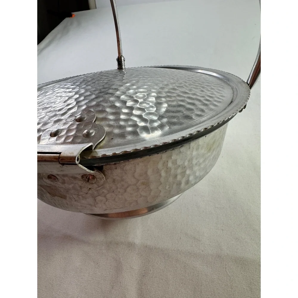 Nasco Italy Silent Butler Hammered‎ Aluminum Divided Glass Insert 8